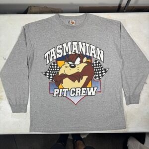 Vintage 90s Looney Tunes Tasmanian Pit Crew Long Sleeve T-Shirt Mens L/XL 1997